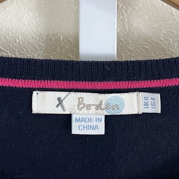 Boden Bernadette Ruffle Trim Wool Blend Sweater Womens Size 4 Navy Blue - Picture 5 of 6